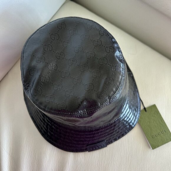 NWT GUCCI GG MONOGRAM LOGO BUCKET HAT MADE IN ITALY 760144 SZ XXL BLACK LOGO - Picture 6 of 9